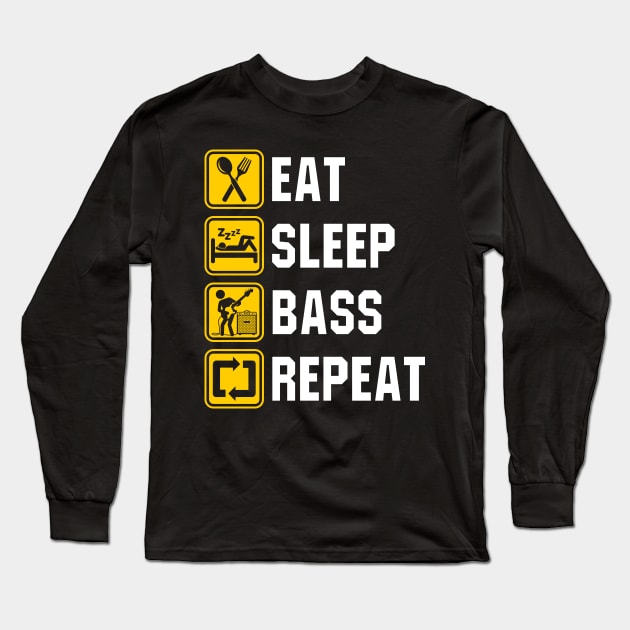 Eat Sleep Bass Repeat Long Sleeve T-Shirt by KawaiiDread